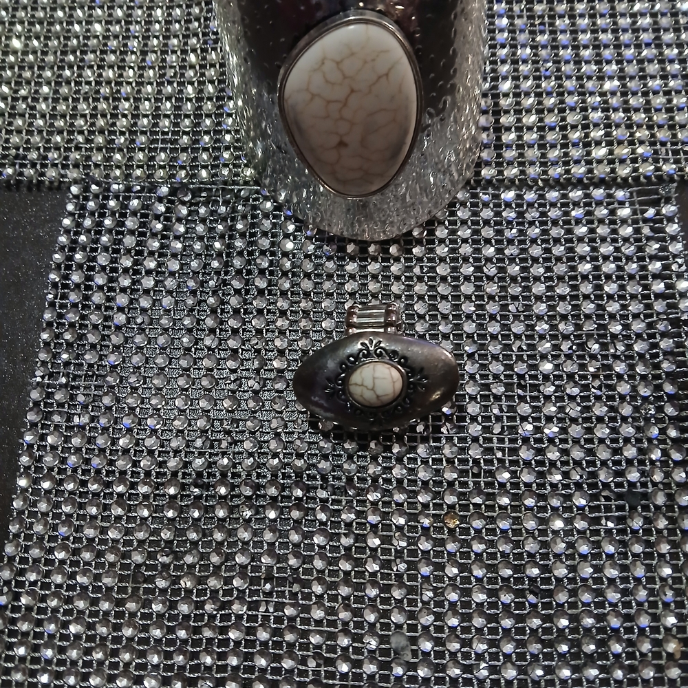 Silver and White Stone Ring